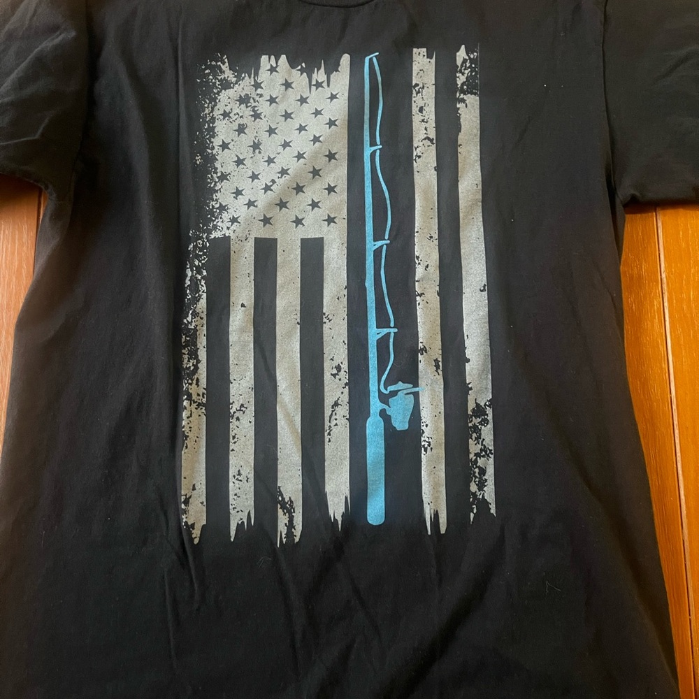 2 Black Graphic fishing T-Shirts